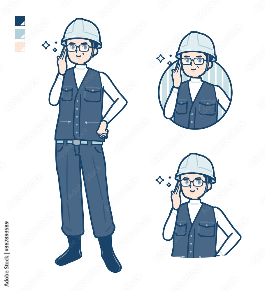 simple work wear middle man_Wearing-glasses simple work wear middle man_Wearing-glasses