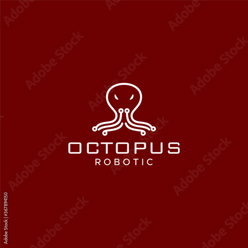 octopus robotic technology vector logo