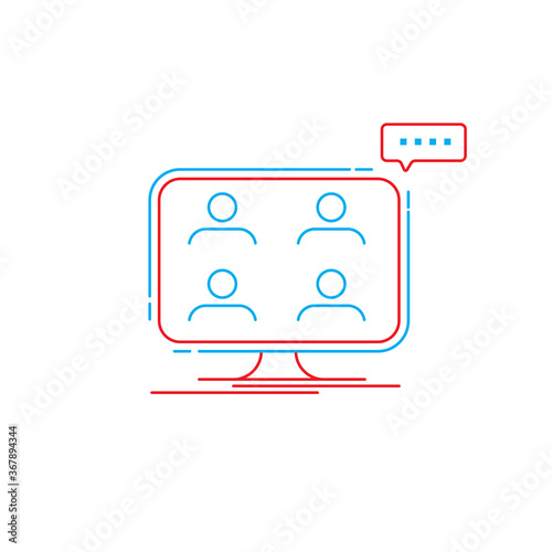 Vector illustration design of webinar concepts, online courses, distance education, video lectures, internet group conferences, test training, work from home, communication