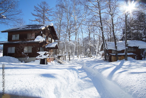 Snowed old house at countryside of Japan © Hirotsugu