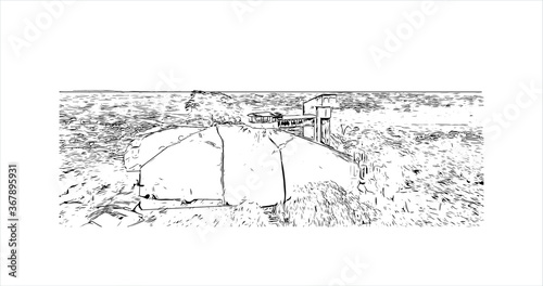 Building view with landmark of Abeokuta is the state capital of Ogun State in southwest Nigeria. Hand drawn sketch illustration in vector. photo