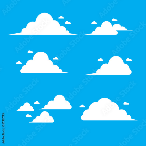 set of flat cartoon clouds. Illustration of flat cartoon white cloud. illustration vector
