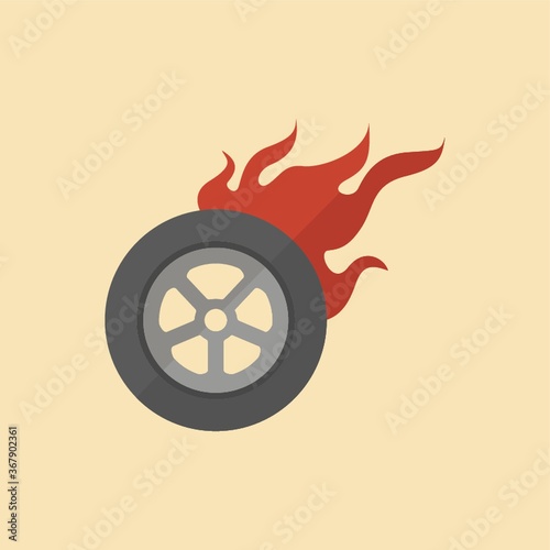 tyre on fire