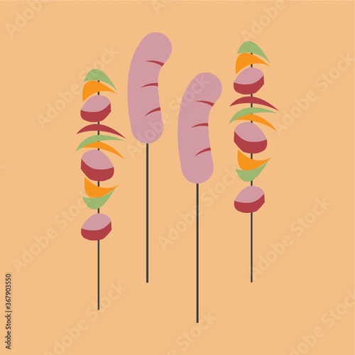 kebabs and sausages