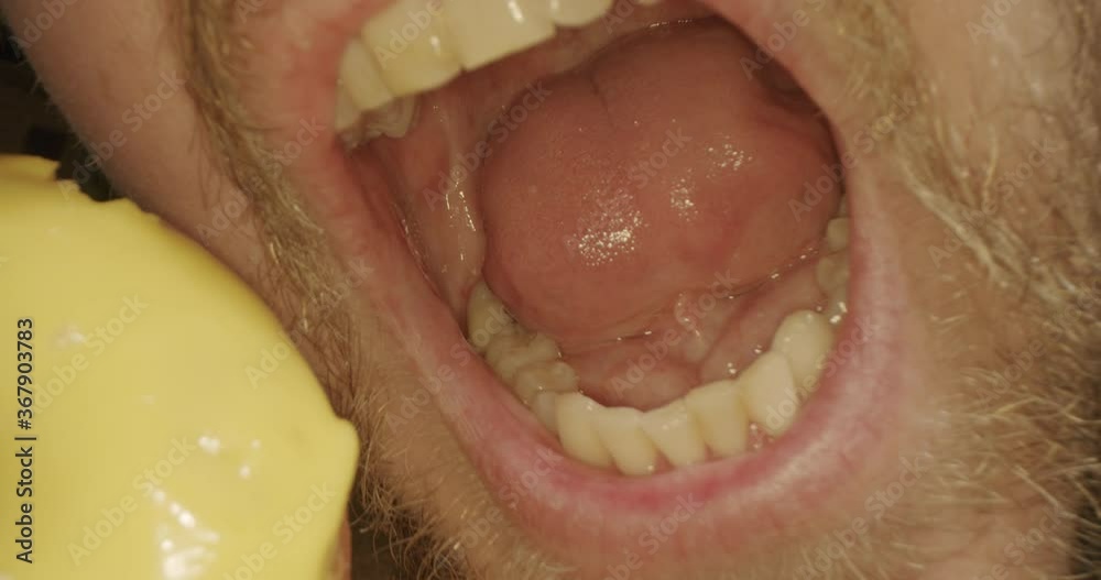 Disgusting mouth chewing food 4k slow motion