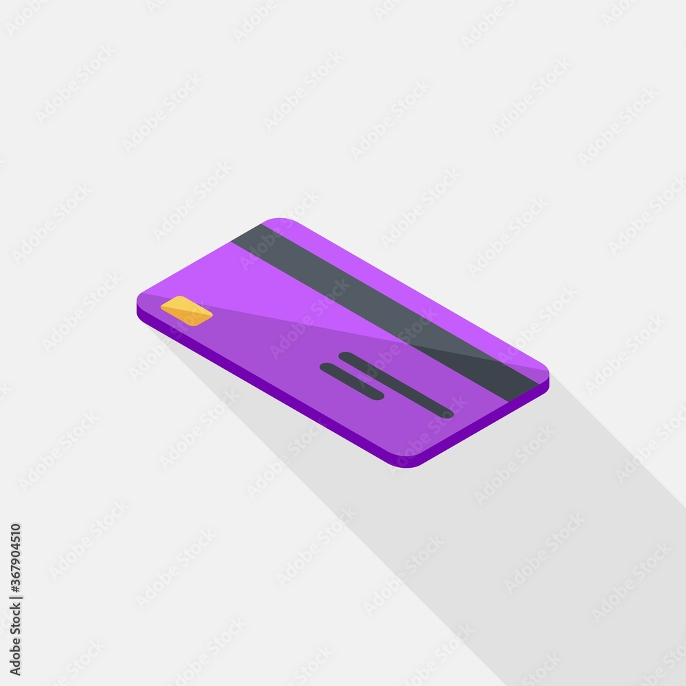 Credit card Purple left view icon vector isometric. Credit card Purple left view icon vector isometric.