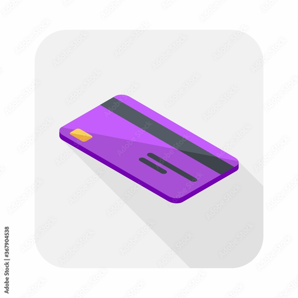 Credit card Purple left view icon vector isometric. Credit card Purple left view icon vector isometric.