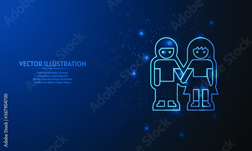 couple on blue abstract background.  starlight background
