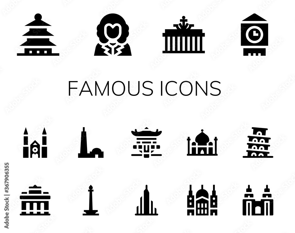 Fototapeta premium famous icon set