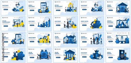 Set of landing page design templates, Big collection concept of business flat vector illustration. can use for web banner, infographics, landing page, web template