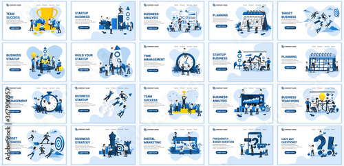 Set of landing page design templates, Big collection concept of business flat vector illustration. can use for web banner, infographics, landing page, web template