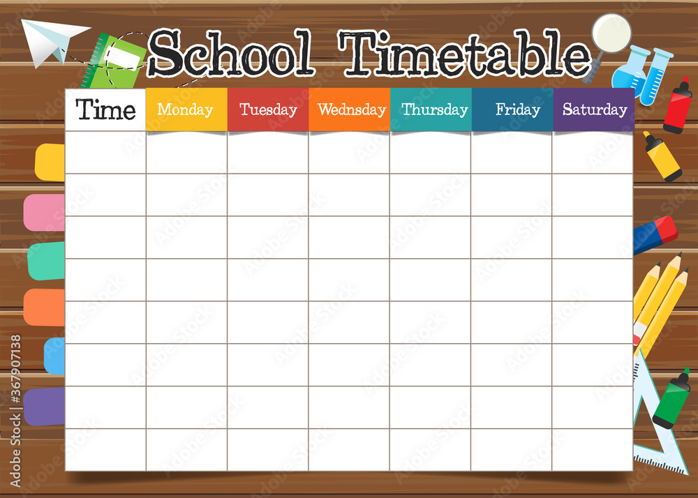 Vetor de school timetable template do stock adobe stock