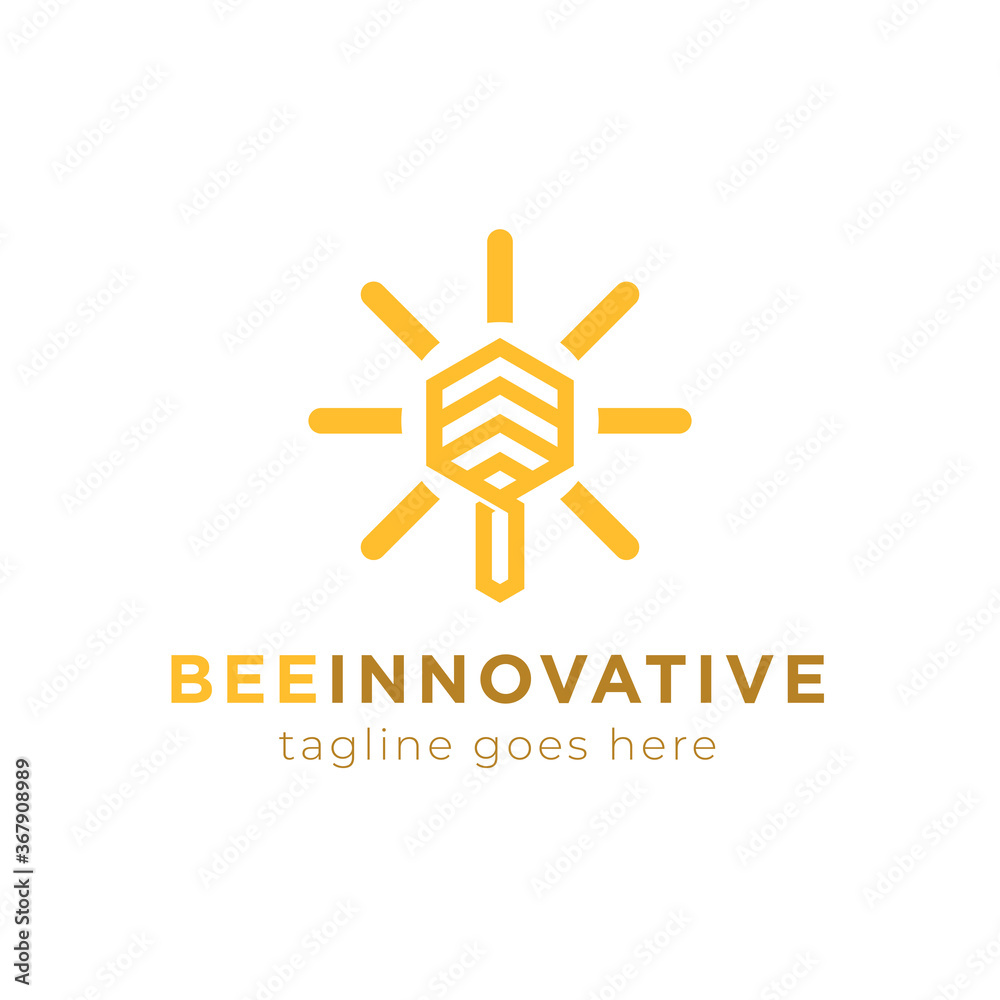 Creative minimalist idea Beehive lightbulb logo Vector Creative minimalist idea Beehive lightbulb logo Vector