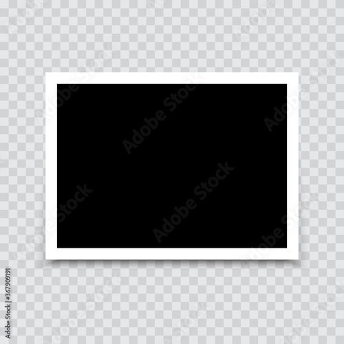 Empty photo frame mock up with shadow. Vector