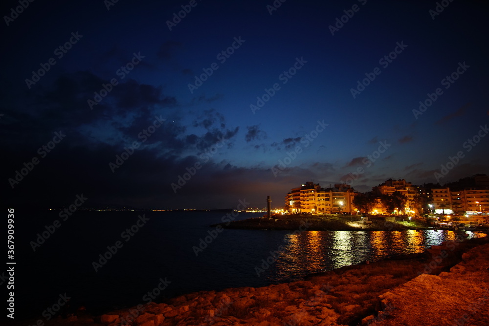 night view in Piraeus, Greece, Europe