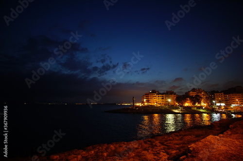 night view in Piraeus, Greece, Europe