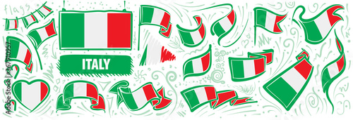 Vector set of the national flag of Italy in various creative designs