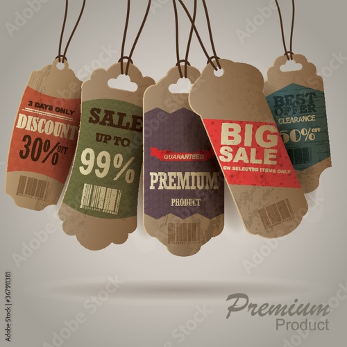 various shopping labels