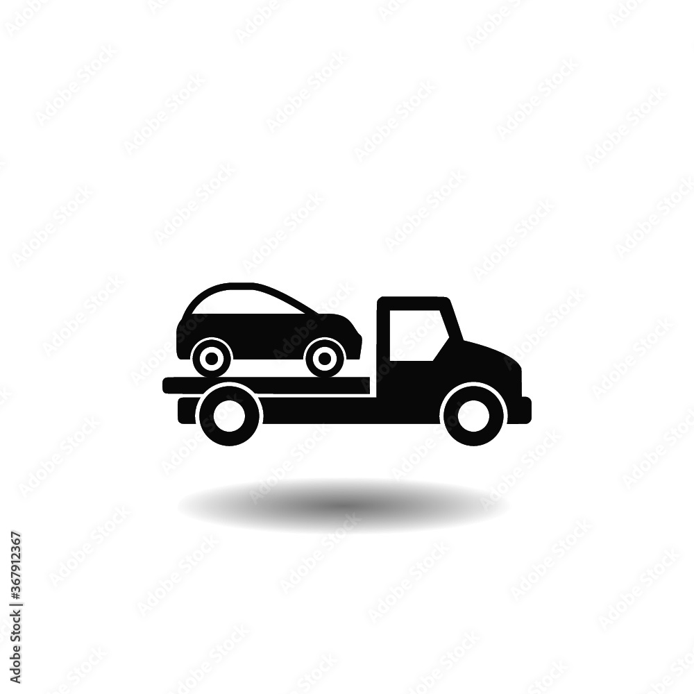 Towed car icon with shadow