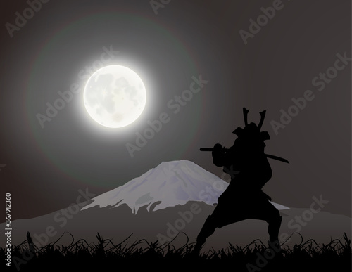 Japanese Swordsman, Samurai, Fujiyama