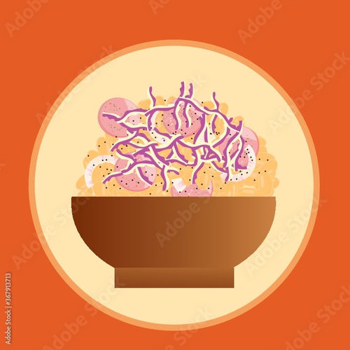 bowl of sausages with rice