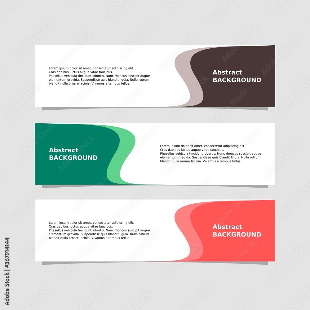 Abstract wave background. Three kinds of design colors in a set of abstract banner designs with brown, green and pink variants