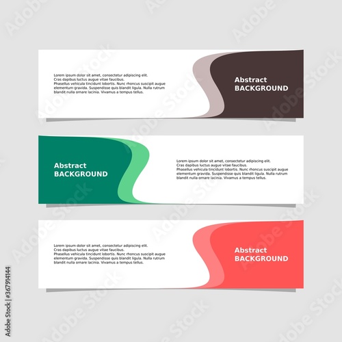 Abstract wave background. Three kinds of design colors in a set of abstract banner designs with brown, green and pink variants