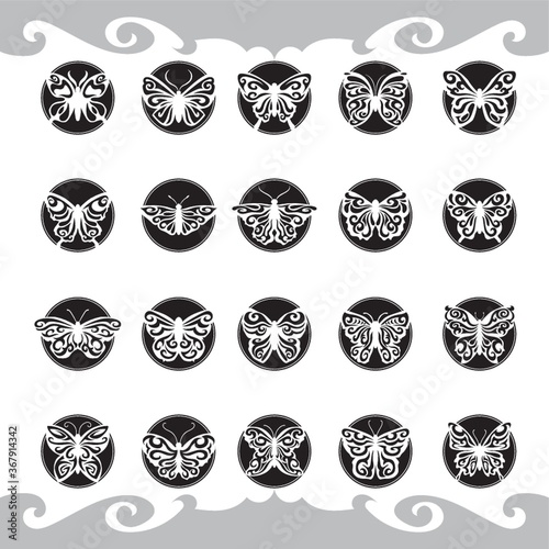 set of butterflies