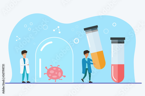 research of coronavirus. Vaccine and Laboratory Research tests. Scientists explore and test virus antivirus covid-19 concept