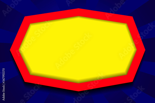 Vector explosion background. Red boom. Red frame with yellow background. Vector image.