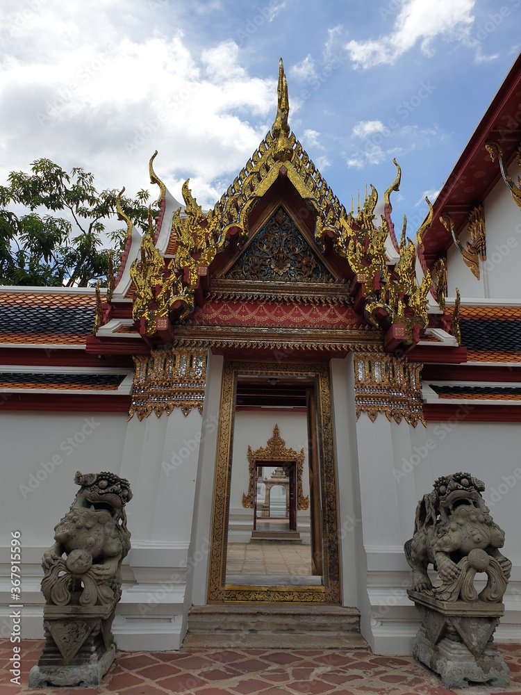 View of the famous tourist attraction in Bangkok ,Reclining Buddha gold statue. Wat Pho, Bangkok, Thailand July 1st, 2020 View of the famous tourist attraction in Bangkok ,Reclining Buddha gold statue. Wat Pho, Bangkok, Thailand July 1st, 2020