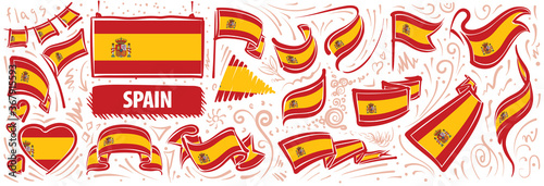 Vector set of the national flag of Spain in various creative designs