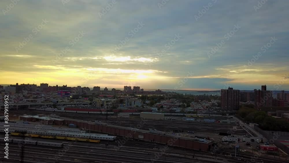 Aerial View of Coney Island Transit Train Car Yard Aerial View of Coney Island Transit Train Car Yard
