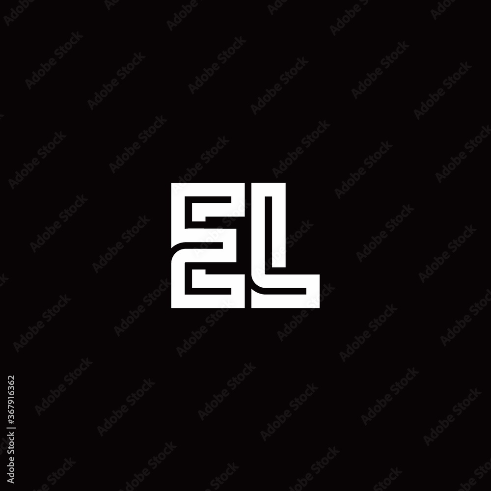 EL monogram logo with abstract line EL monogram logo with abstract line