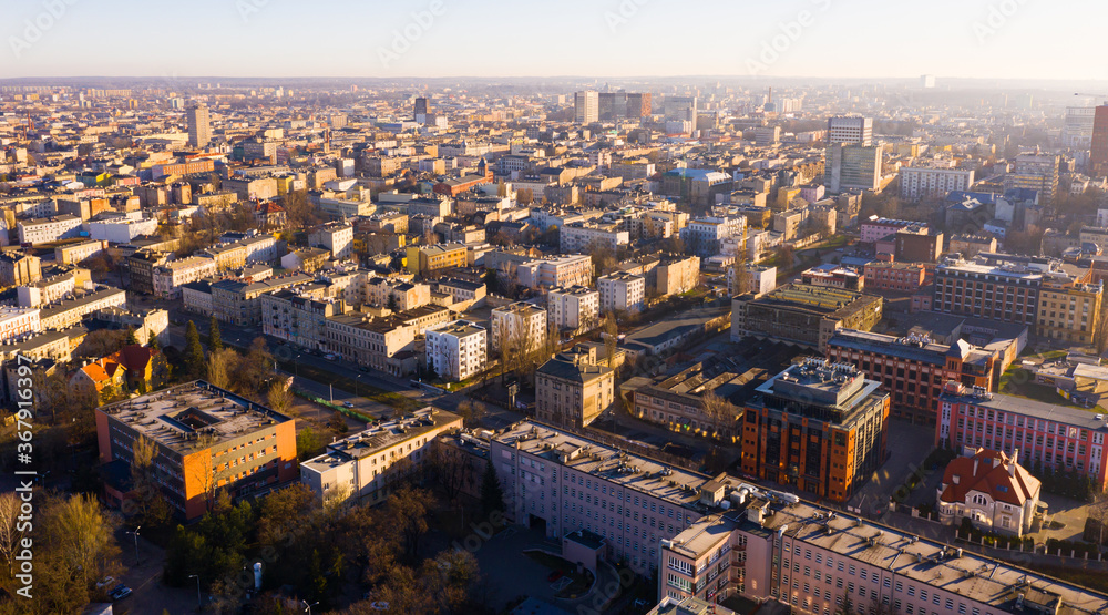 Aerial view on the city Lodz. Poland. High quality photo - obrazy, fototapety, plakaty 