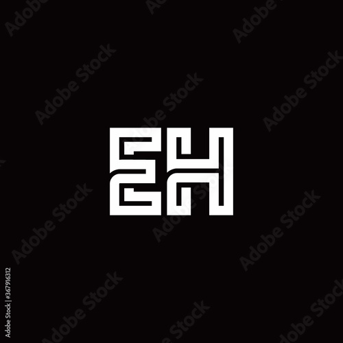 EH monogram logo with abstract line