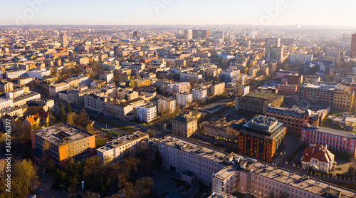 Aerial view on the city Lodz. Poland. High quality photo