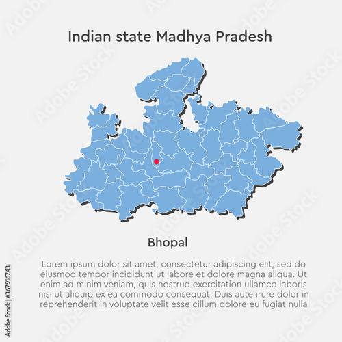 Vector India country map and state Madhya Pradesh