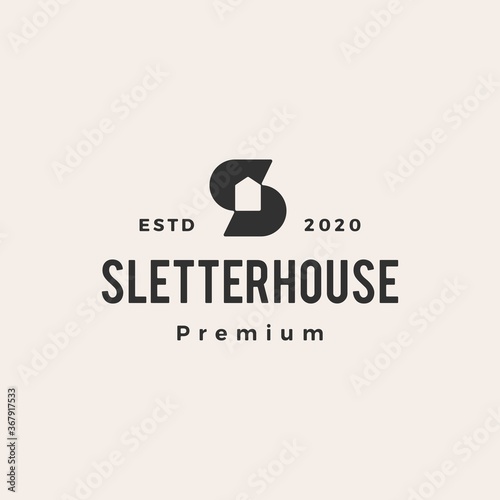 s letter house hipster vintage logo vector icon illustration