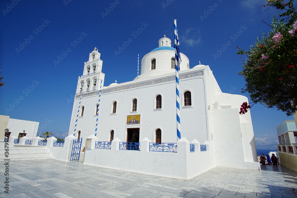 beautiful landscape with religious objects in santorini island, Oia, Greece, Europe beautiful landscape with religious objects in santorini island, Oia, Greece, Europe