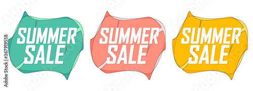 Set Summer Sale bubble banners design template, discount tags, app icons, season offer, vector illustration