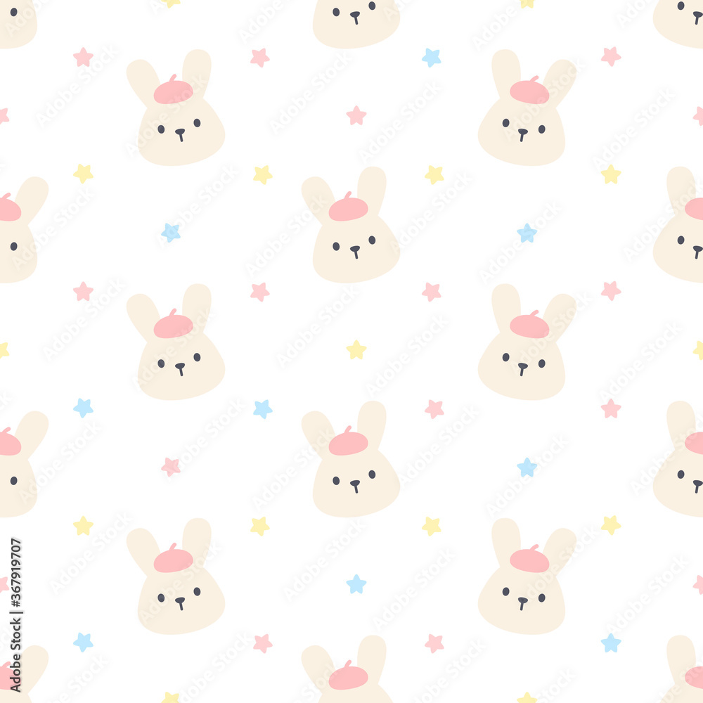 Naklejka premium Cute rabbit seamless pattern background