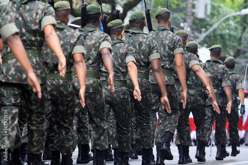 salvador, bahia / brazil - september 7, 2014: Soldiers from the Brazilian army are seen during the Independecia do Brasil parade in the city of Salvador.
 photo