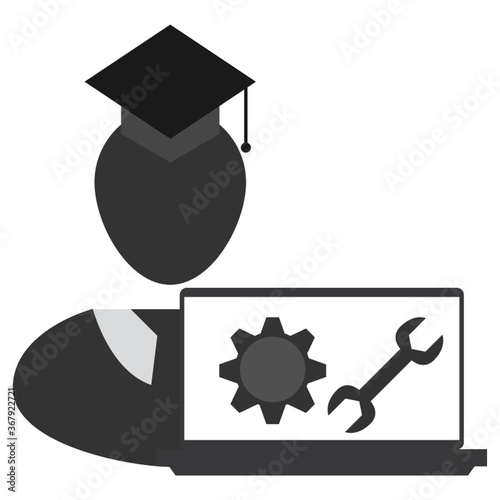 graduate student with laptop