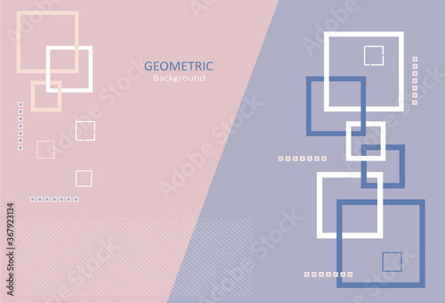 Abstract geometric template with square shapes and lines pattern on pastel background. Element design with copy space for text. Vector Illustration.