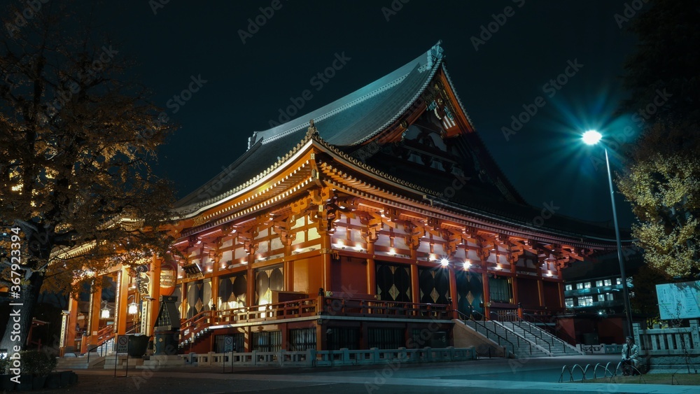 Fototapeta premium Asakusa by Night. Famous district of Tokyo shot late at night.