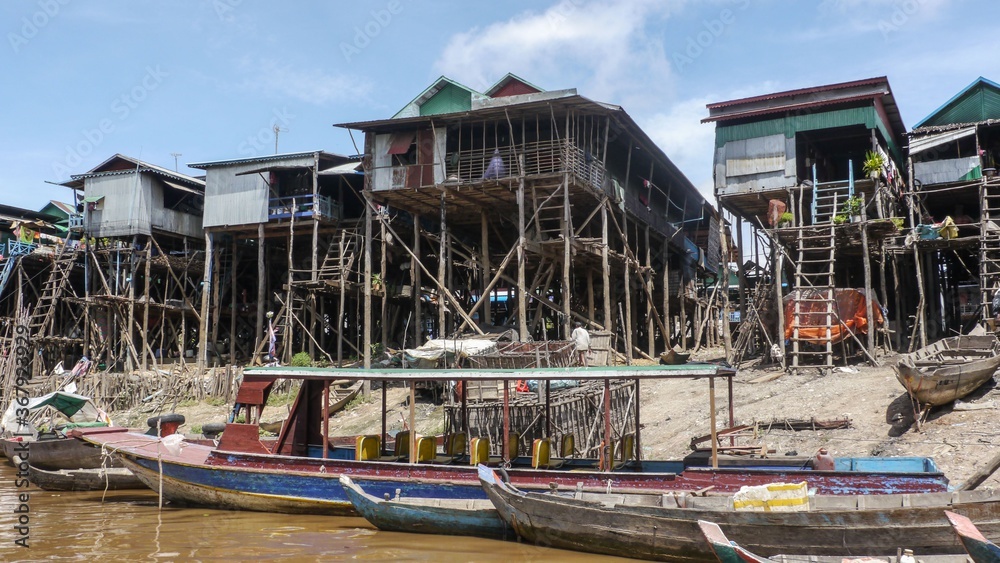 Famous Fishing village. Houses from kampong  phluk close to Siem Reap. Cambodia.