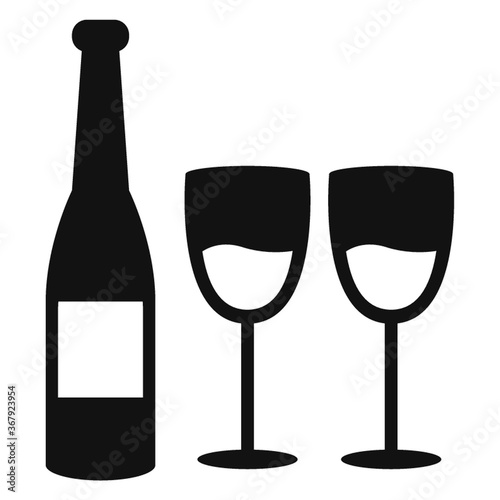 wine bottle with glasses