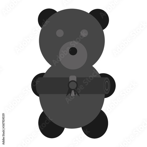 teddy bear holding certificate