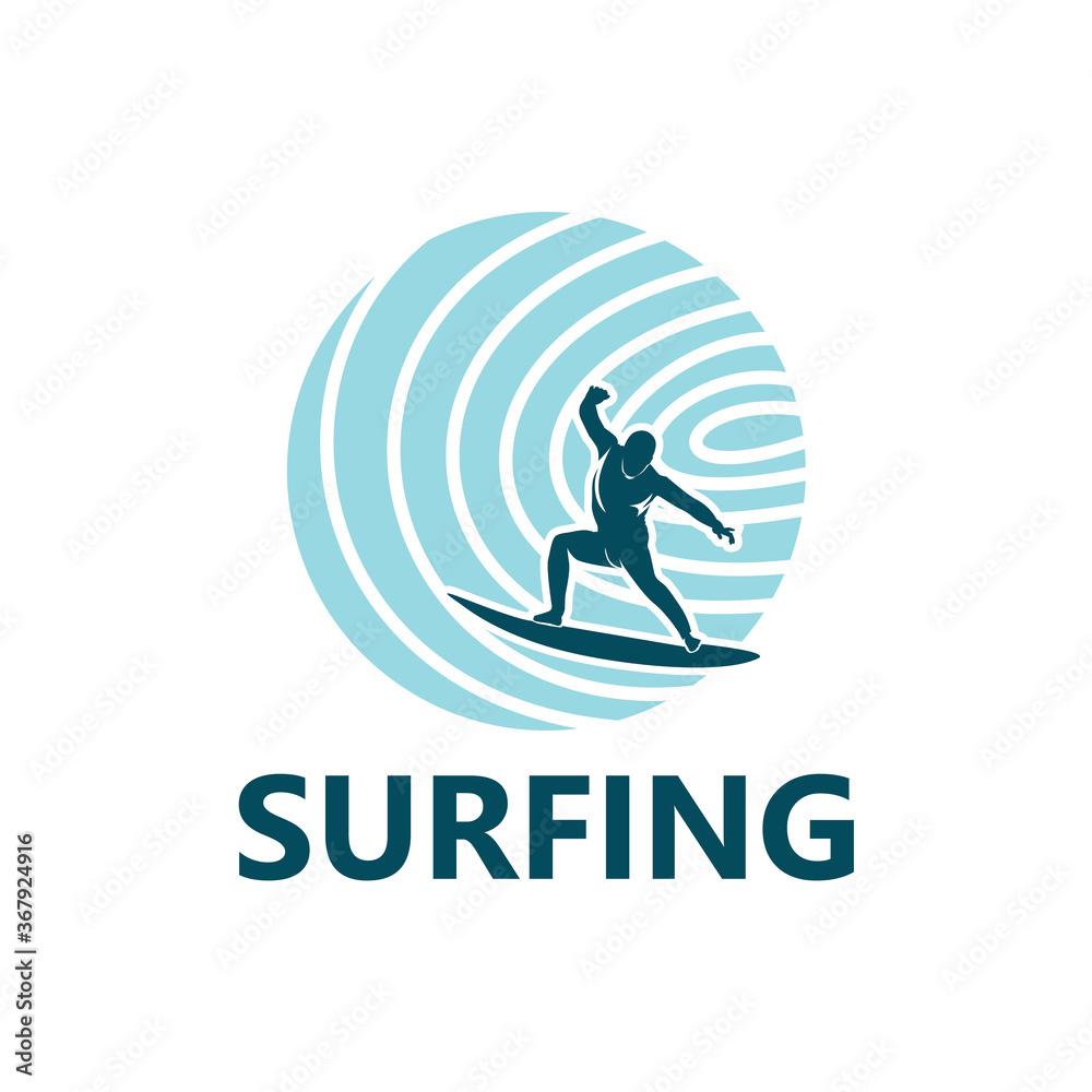 Surfing Sport Logo Template Design